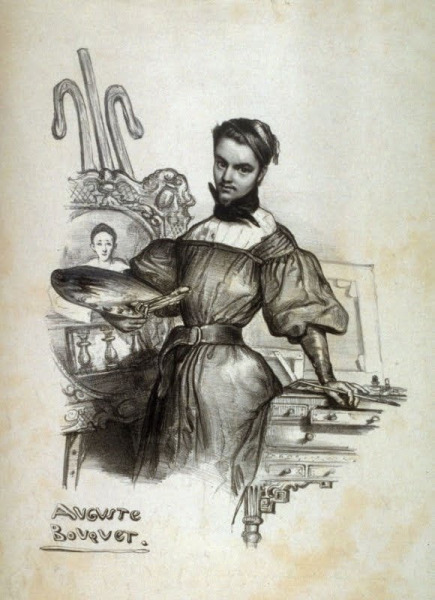 Fig. 24. Auguste Bouquet, Self-Portrait as a Transvestite, ca. 1831, lithograph, 29.7 x 21 cm (image); 35.7 x 26.1 cm (sheet), San Francisco, Fine Arts Museums of San Francisco.