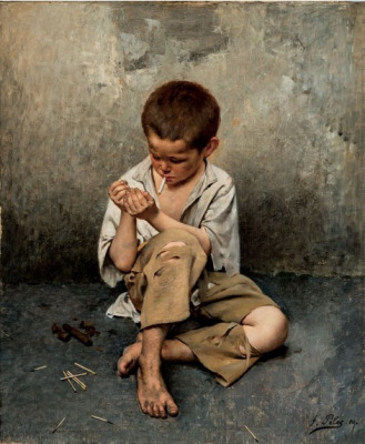 Fernand Pelez, Street Child, 1880, oil on canvas, 95.3X79.1 cm, Montreal Museum of Fine Arts